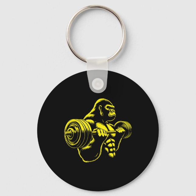 Gorilla Monkey Gym Weight Lifting Bodybuilding Wor Keychain (Front)