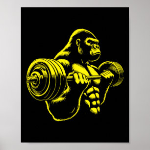 Gorilla Monkey Gym Weight Lifting Bodybuilding Wor Poster