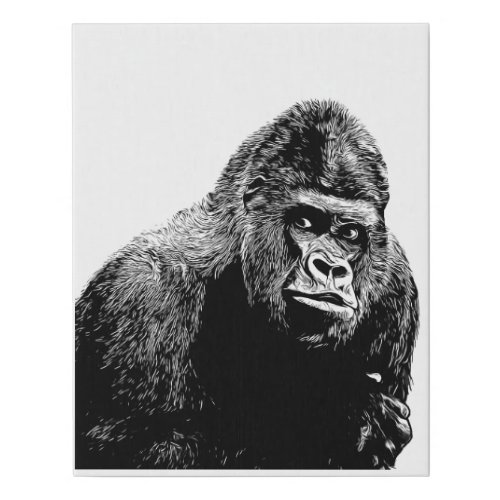 Gorilla Monkey Illustration Jungle safari animals Faux Canvas Print