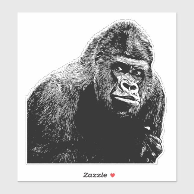 Gorilla Monkey Illustration Jungle safari animals Sticker (Sheet)