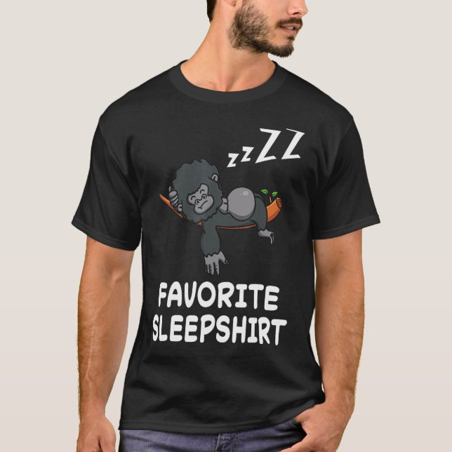 Gorilla Monkey Monkeys Nap Sleeping Sleep Pajama N T-Shirt (Front)