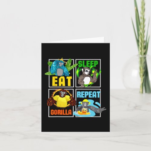 Gorilla Monkey Tag Vr Game Birthday Boys Eat Sleep Card