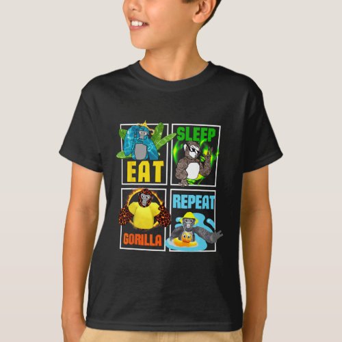 Gorilla Monkey Tag Vr Game Birthday Boys Eat Sleep T_Shirt