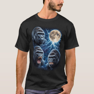 Gorilla Moon Lightning Art Powerful Ape Faces Moon T-Shirt