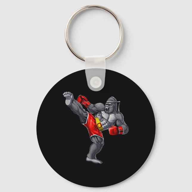 Gorilla Muay Thai Boxing Karate Kickboxing Martial Keychain (Front)