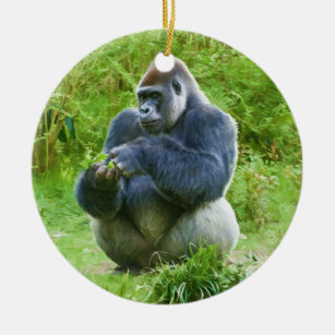 Personalized gorilla christmas ornament