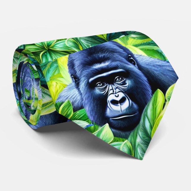 Gorilla Pattern Neck Tie (Rolled)
