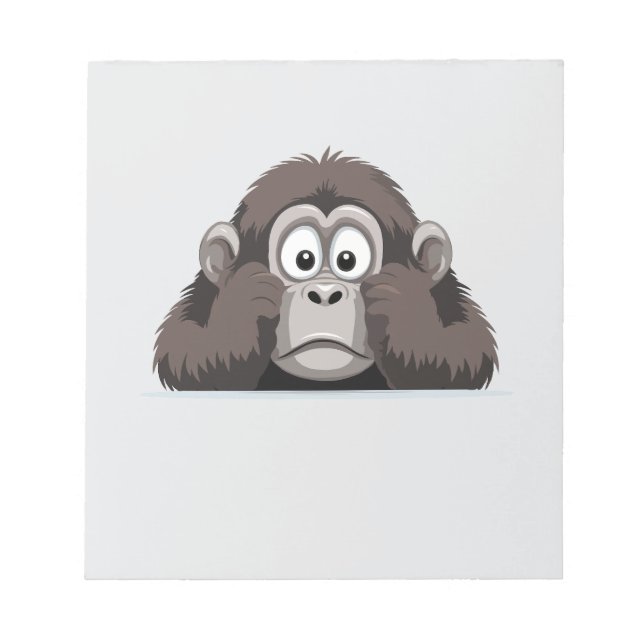 Gorilla Peeking Cute Adorable Funny Animal Cartoon Notepad (Front)