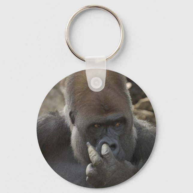 gorilla picking his nose - eeeewwwwwwww! keychain (Front)