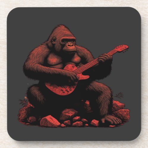 Gorilla Playing A Guitar  Beverage Coaster