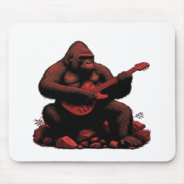 Gorilla Playing A Guitar  Mouse Pad (Front)