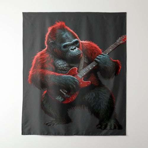 Gorilla Playing A Guitar T_Shirt Lumbar Cushion Po Tapestry