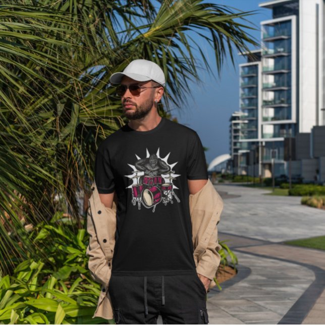 Gorilla Playing Drums Music T-Shirt (Creator Uploaded)