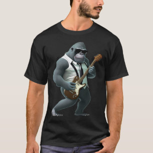 Gorilla Playing Electric Guitar Animal Monkey Gu T-Shirt