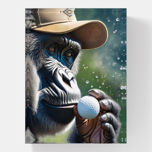 Gorilla Playing Golf with a Kiss for Good Luck  Paperweight