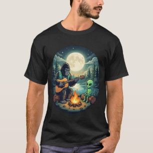 Gorilla Playing Guitar with Alien T-Shirt