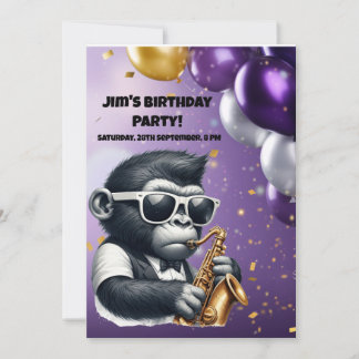 Gorilla playing Saxophone Invitation