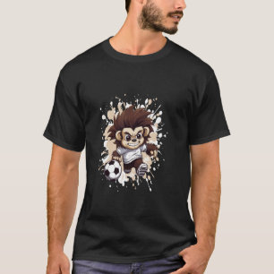 Gorilla Playing Soccer Cute Comic Mascot T-Shirt