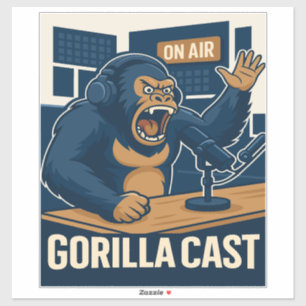 Gorilla Podcast on Air Studio Funny Podcaster Sticker