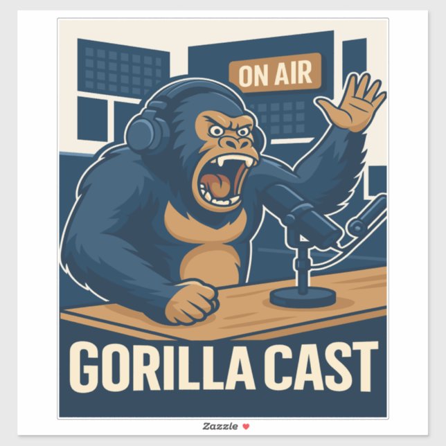Gorilla Podcast on Air Studio Funny Podcaster Sticker (Sheet)