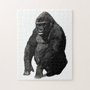 Gorilla Pop Art Black & White Jigsaw Puzzle