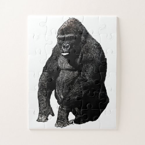 Gorilla Pop Art Black  White Jigsaw Puzzle