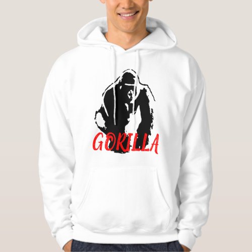 Gorilla Pop Art Black White Red Hoodie