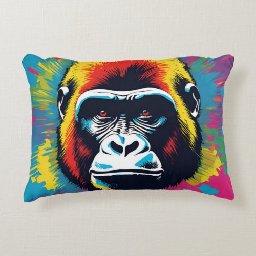 Gorilla Pop Art Cartoon Drawing Accent Pillow