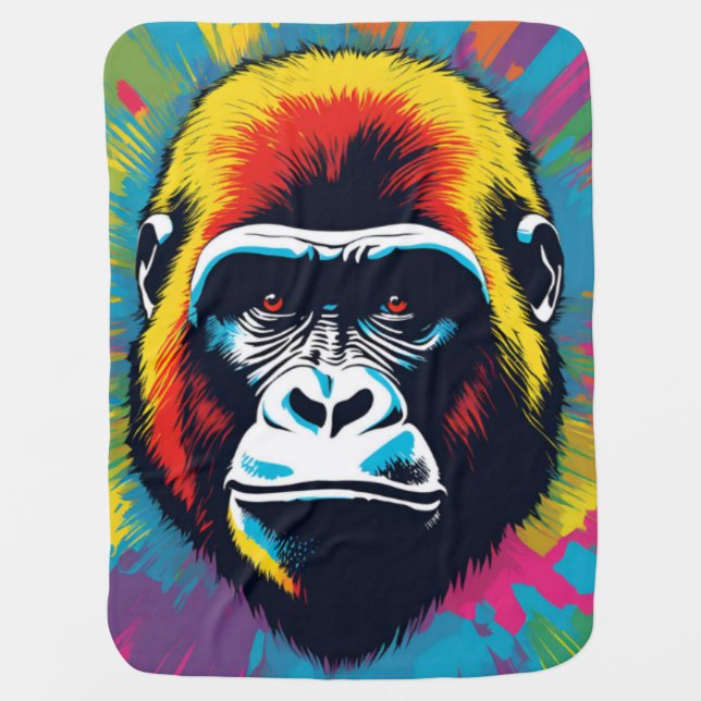 Gorilla Pop Art Cartoon Drawing Baby Blanket (Front)