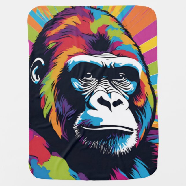 Gorilla Pop Art Cartoon Drawing Baby Blanket (Front)