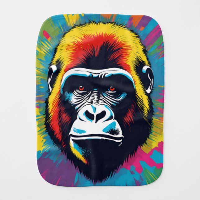 Gorilla Pop Art Cartoon Drawing Baby Burp Cloth (Front)
