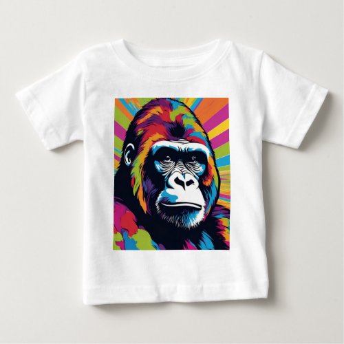 Gorilla Pop Art Cartoon Drawing Baby T_Shirt