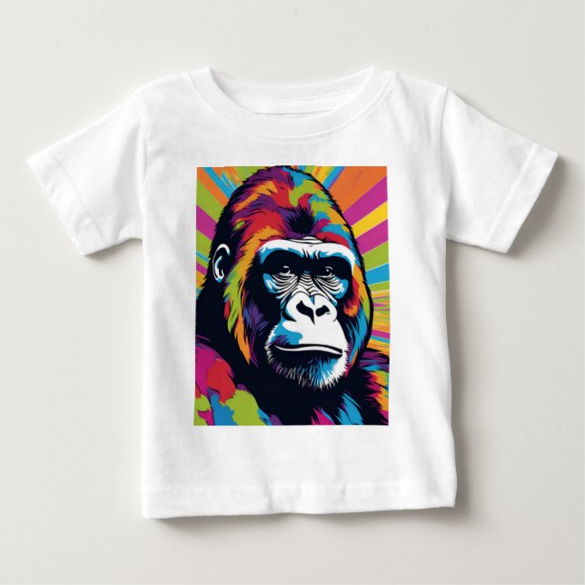 Gorilla Pop Art Cartoon Drawing Baby T-Shirt (Front)