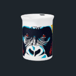 Gorilla Pop Art Cartoon Drawing Beverage Pitcher<br><div class="desc">Digital Computer Animal Art - College Pop Art - Wild Animal Computer Images</div>