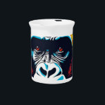 Gorilla Pop Art Cartoon Drawing Beverage Pitcher<br><div class="desc">Digital Computer Animal Art - College Pop Art - Wild Animal Computer Images</div>