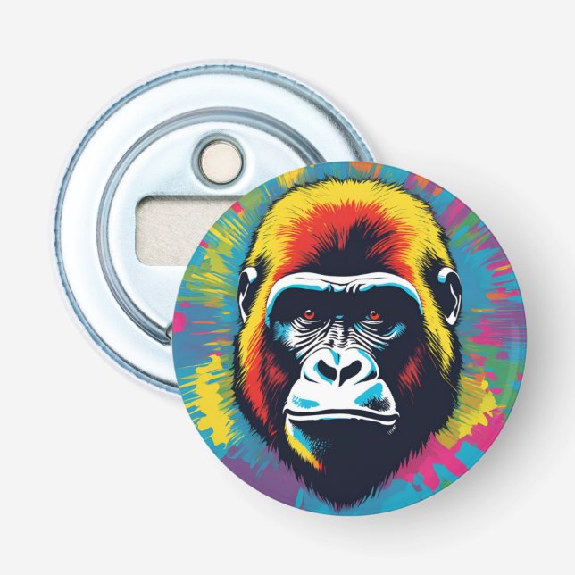 Gorilla Pop Art Cartoon Drawing Bottle Opener (Front)
