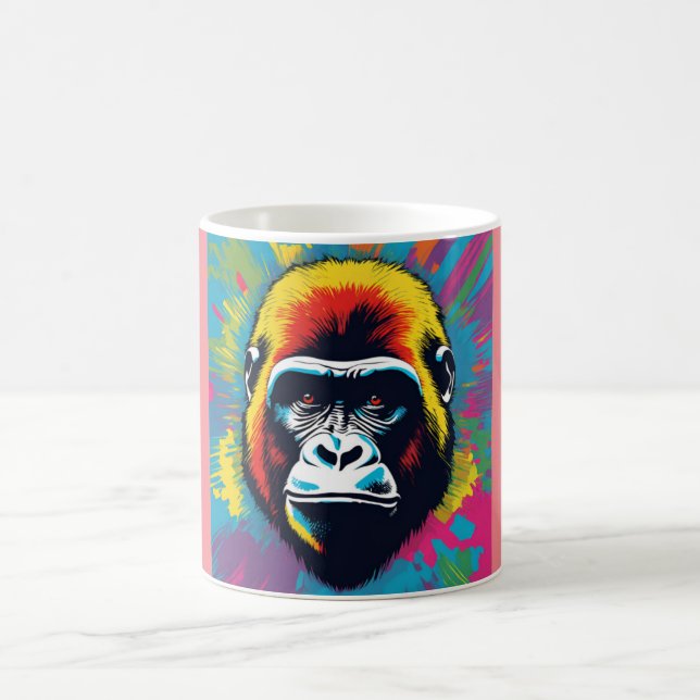 Gorilla Pop Art Cartoon Drawing Coffee Mug (Center)