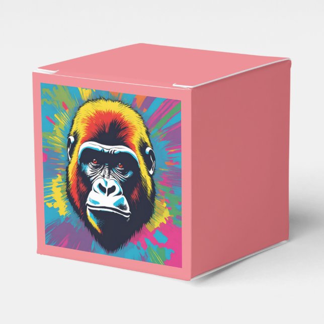 Gorilla Pop Art Cartoon Drawing Favor Boxes (Front Side)