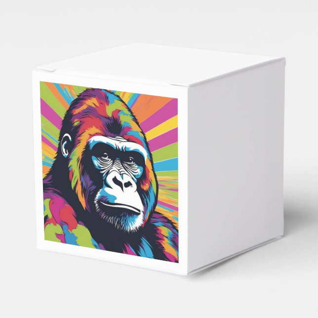 Gorilla Pop Art Cartoon Drawing Favor Boxes (Front Side)