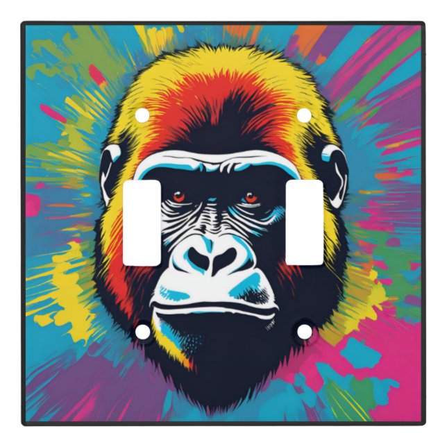 Gorilla Pop Art Cartoon Drawing Light Switch Cover (Front)