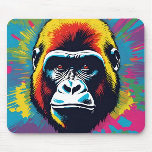 Gorilla Pop Art Cartoon Drawing Mouse Pad