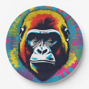Gorilla Pop Art Cartoon Drawing Paper Plates