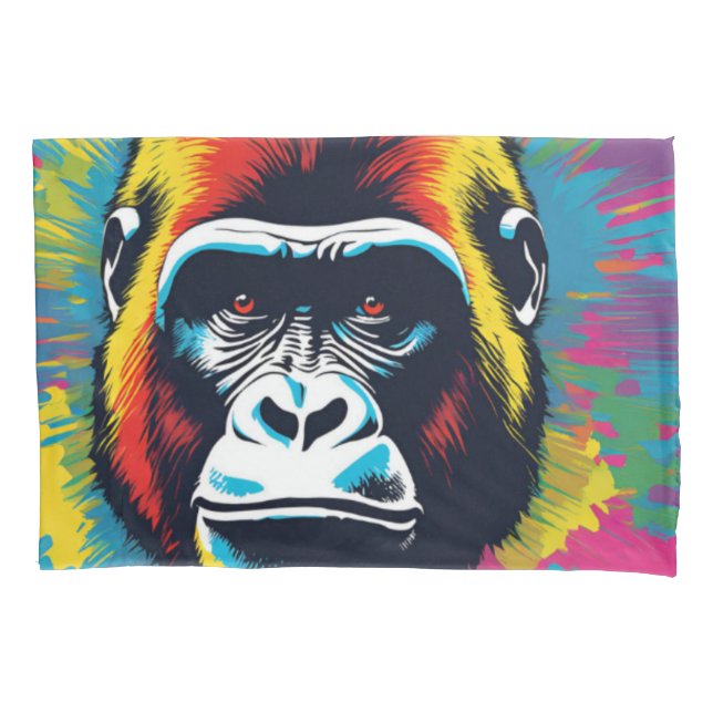 Gorilla Pop Art Cartoon Drawing Pillow Case (Front)
