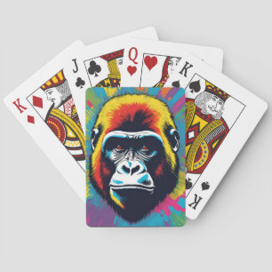 Gorilla Pop Art Cartoon Drawing Poker Cards