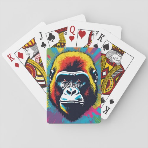 Gorilla Pop Art Cartoon Drawing Poker Cards