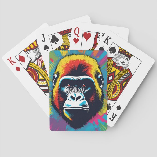Gorilla Pop Art Cartoon Drawing Poker Cards (Back)