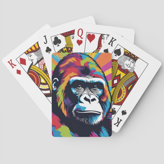 Gorilla Pop Art Cartoon Drawing Poker Cards (Back)
