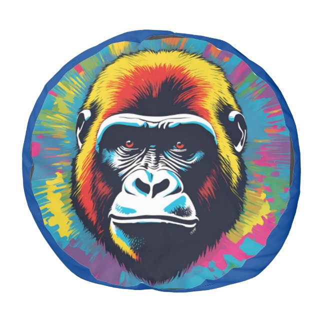 Gorilla Pop Art Cartoon Drawing Pouf (Bottom)