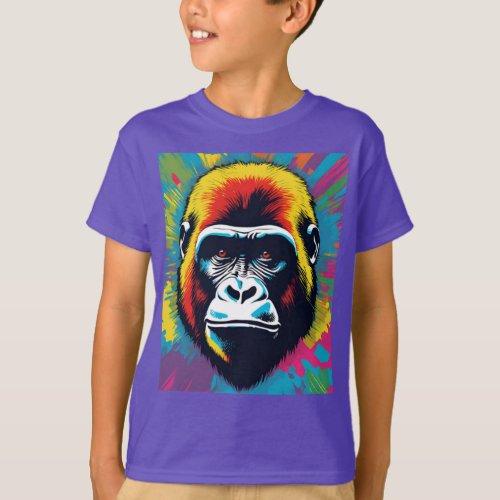 Gorilla Pop Art Cartoon Drawing T_Shirt