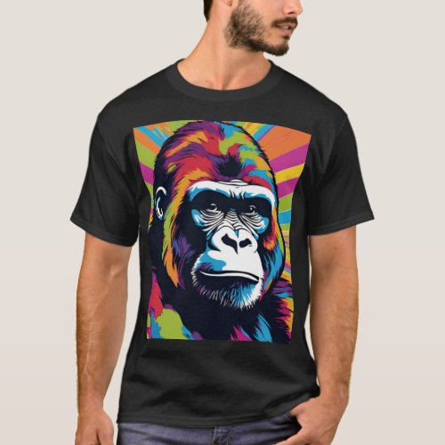 Gorilla Pop Art Cartoon Drawing T_Shirt